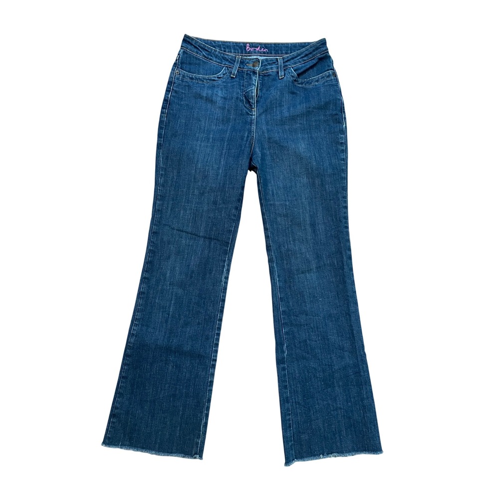 Boden Bootcut Jeans Womens 6R Blue Cotton Denim Raw Hem Classic Minimalist Boho